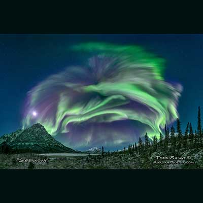 Massive auroras explode over the Brooks Range of Northern Alaska on October 15, 2022 at 1:45 am.  Best show ever!